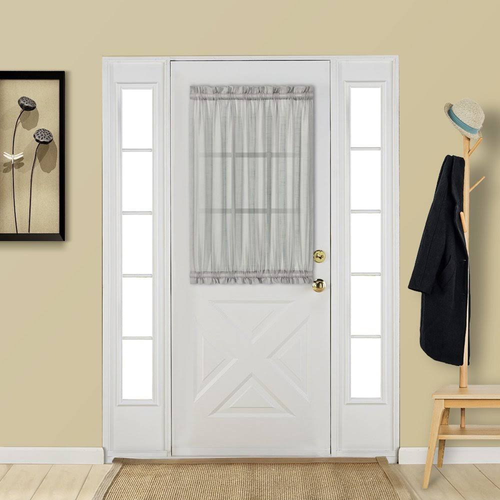 2f265aeb011109565c1be94e2130e9028ad21344d9bb30d250b5b92d0d8e077a.jpg Aquazolax Thin Sheer French Door Curtain Panel Elegant Solid Voile Curtain 54x40 Inches Glass Door Drapery and Drape with Tieback - 1 Panel, Grey - Image 1