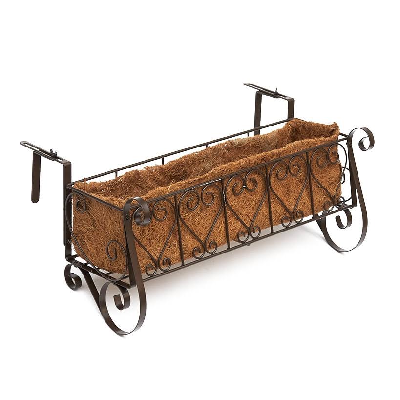 2f6636bb83bfb706b6fd7e99838e44777aca0025d74446b2e0c47d845d79d313.jpg Decorative Rail or Fence Planters - Dark Brown Large Planter - Image 1