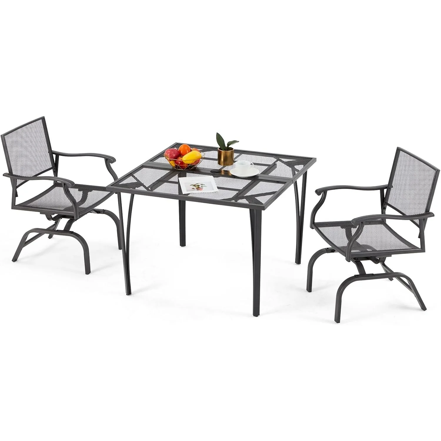2f7f44ea562409cc07cfedd68b8e14111774da733dc4c6fee9c88e5dccad1767.webp AECOJOY 3 Pieces Patio Dining Set, , Outdoor Furniture with 2 Rocking Patio Chairs and 1 Square Patio Metal Table - Image 1