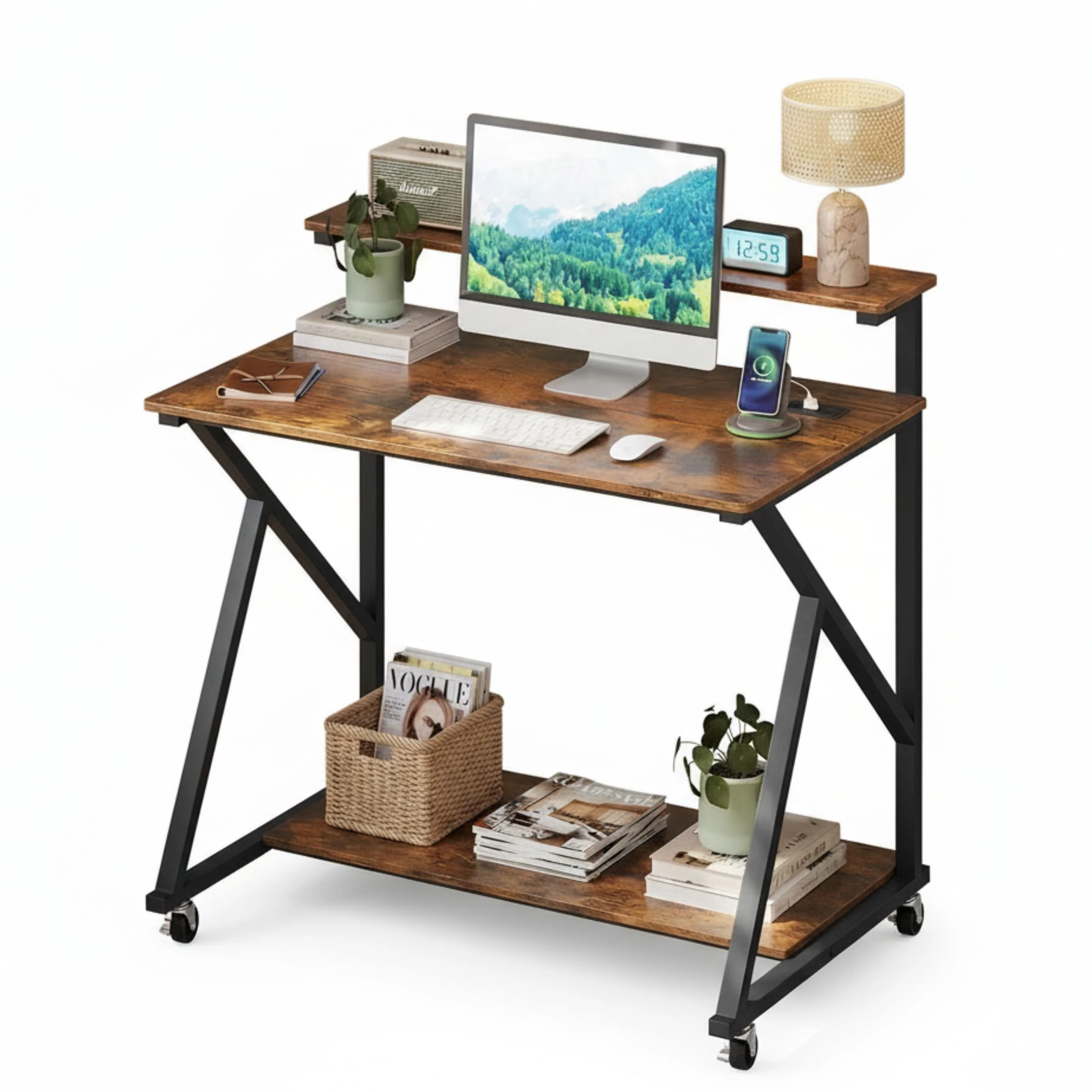 2f999ae1fb65a367c62ddab2b120a61be60830467eaee2fce5e60803e69c8f3c.webp Tangkula 32" Mobile Portable Laptop PC Desk with Monitor Stand - Image 1