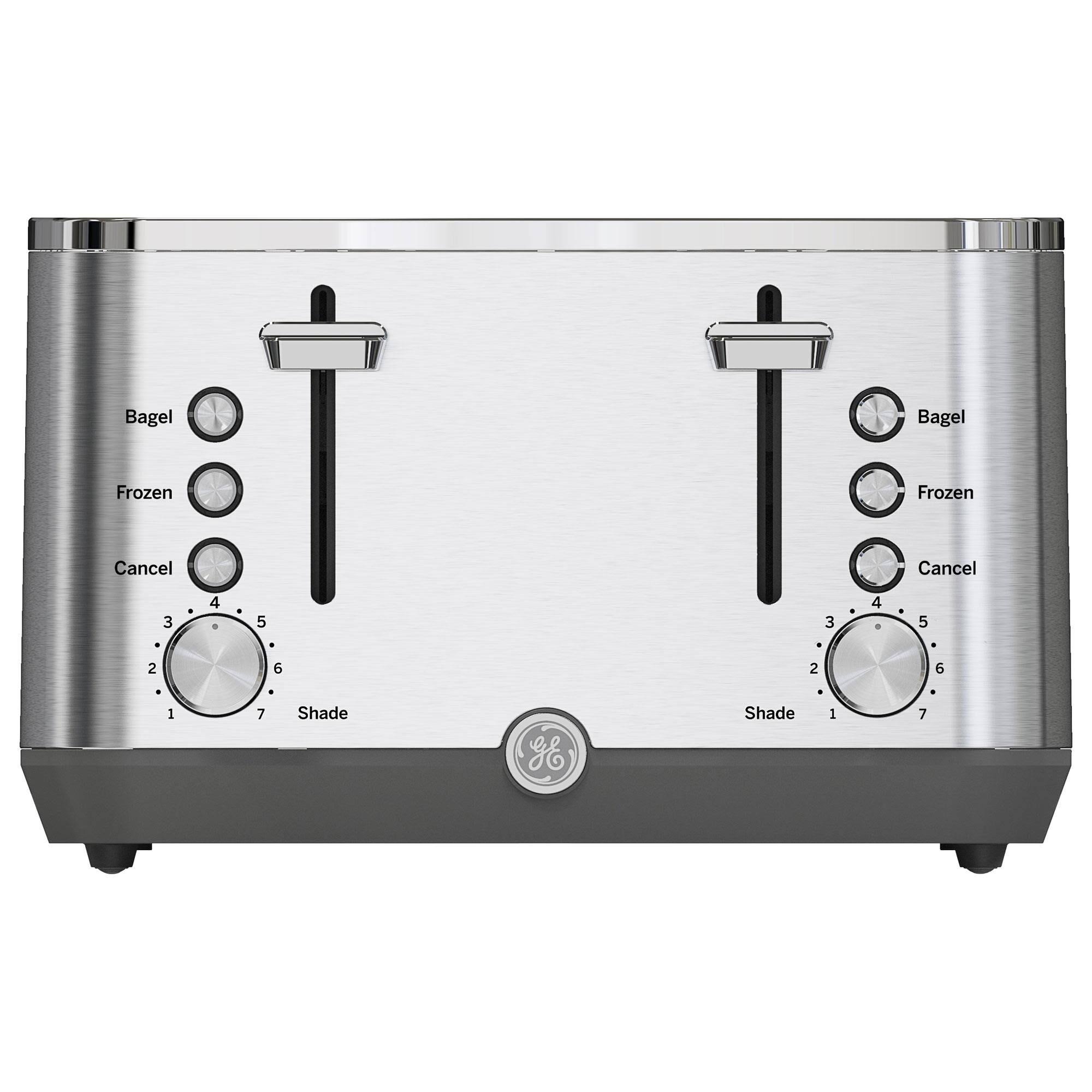 2fab311270fd789390faf16bf52eb454b355c3713e12b036ec9cdfd09f9dc4db.jpg GE - 4-Slice Toaster - Stainless Steel - Image 1