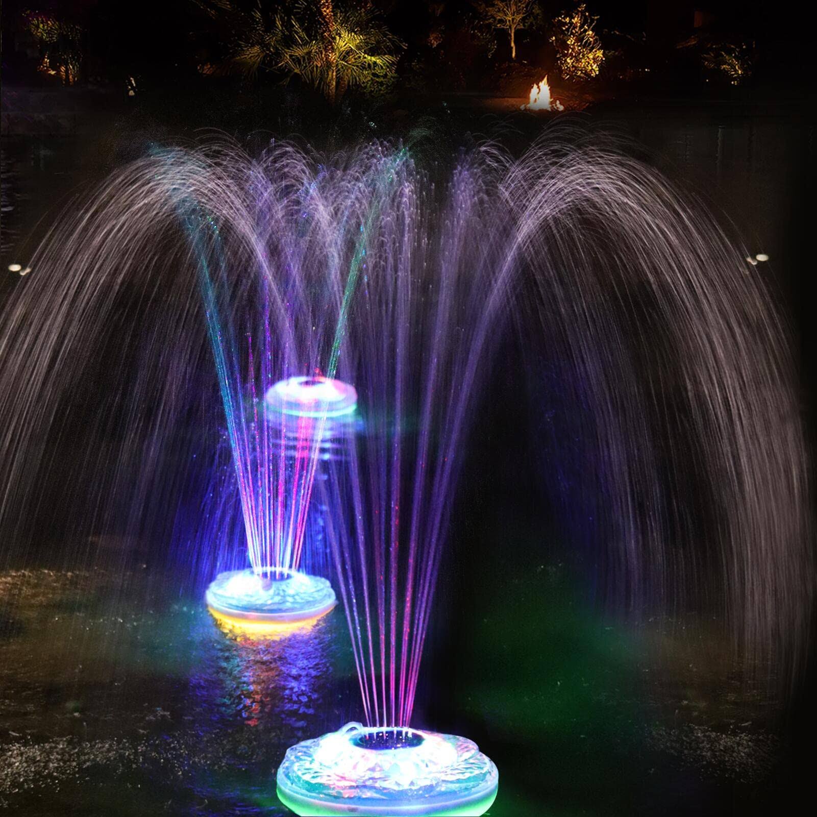 ChlorStar Floating Pool Fountain with Light Show,Rechargeable Battery Pond Water Fountain,IP68 Waterproof Pool Waterfall Fountain,2 Modes Pool