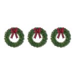 Home Accents Holiday 22 in. Green Artificial Noble Pine Wreaths with Plaid Bow (3-pack)