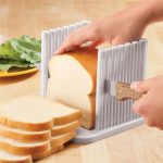 Orione Adjustable Toast Slicer/ Cutting Guide for Homemade Bread Plastic Bread Slicer Loaf for Slicing Bread Foldable Kitchen Baking Tools (White)