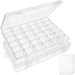 Outuxed 36 Grids Clear Plastic Organizer Box with Adjustable Compartment Dividers, Jewlery Storage Bead Organizer Rock Collection Box for Fishing