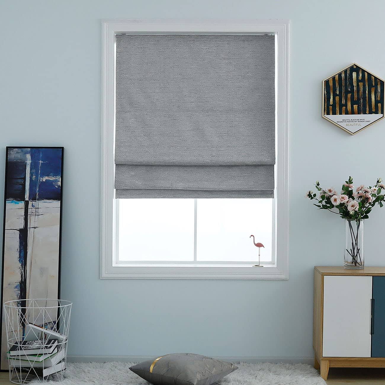 301ac6294a2b471c51d5c66b1090d5548366194eee851dd001a4554bd3a2e55a.jpg Belmar Washable Cordless Room Darkening Woven Fabric Roman Shades for Windows Pull-Down Blind for Home, Bedroom, Living Room, Kitchen, Two-Tone - Image 1