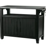 Unity XL Resin Serving Station, All - Weather Plastic and Metal Grill, Storage and Prep Table, Graphite