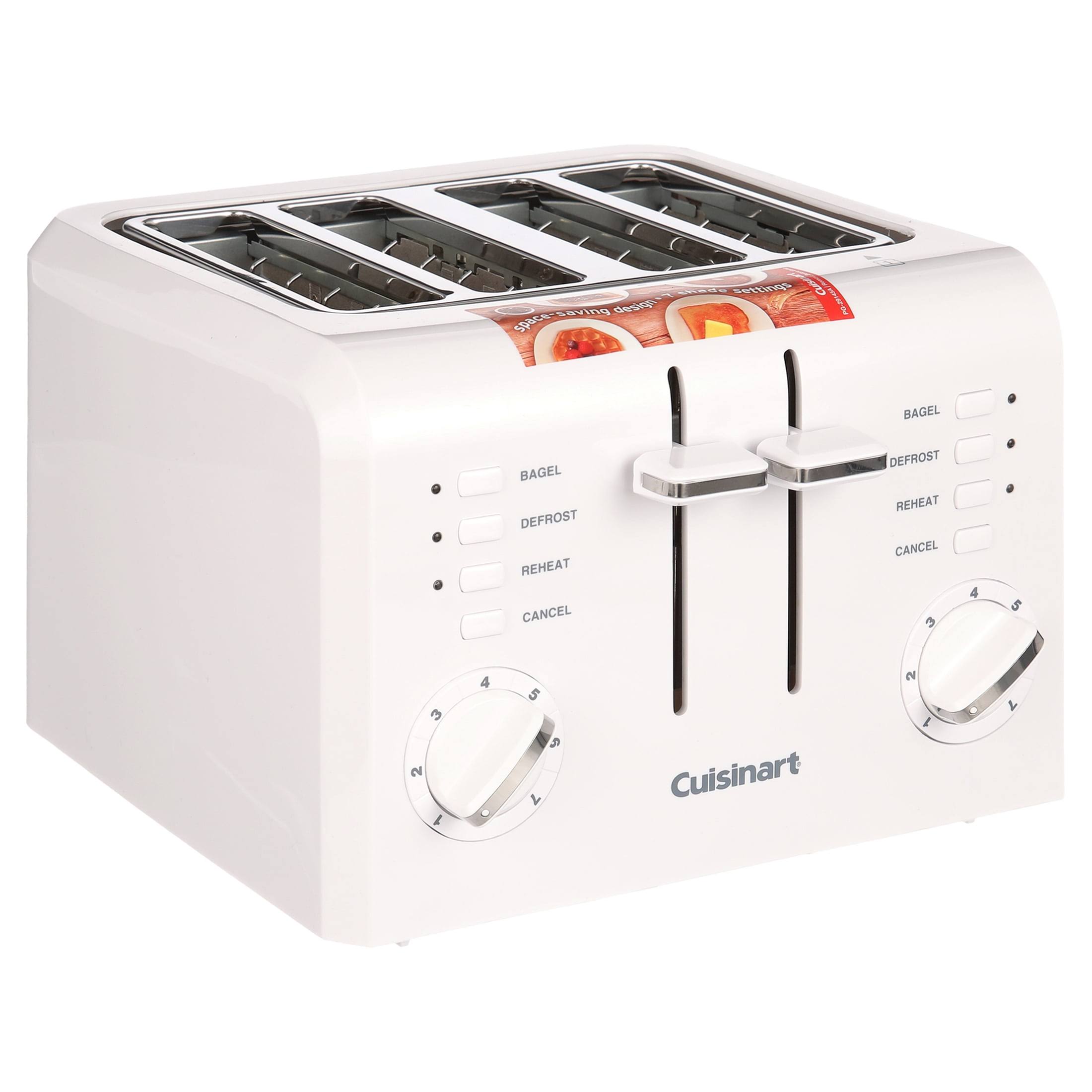 3060c9b0a3080768284260ef1bcc1eaa534d30fb66df52cb5853785fa6318bf3.jpg Cuisinart 4-Slice Compact Toaster - White - Image 1