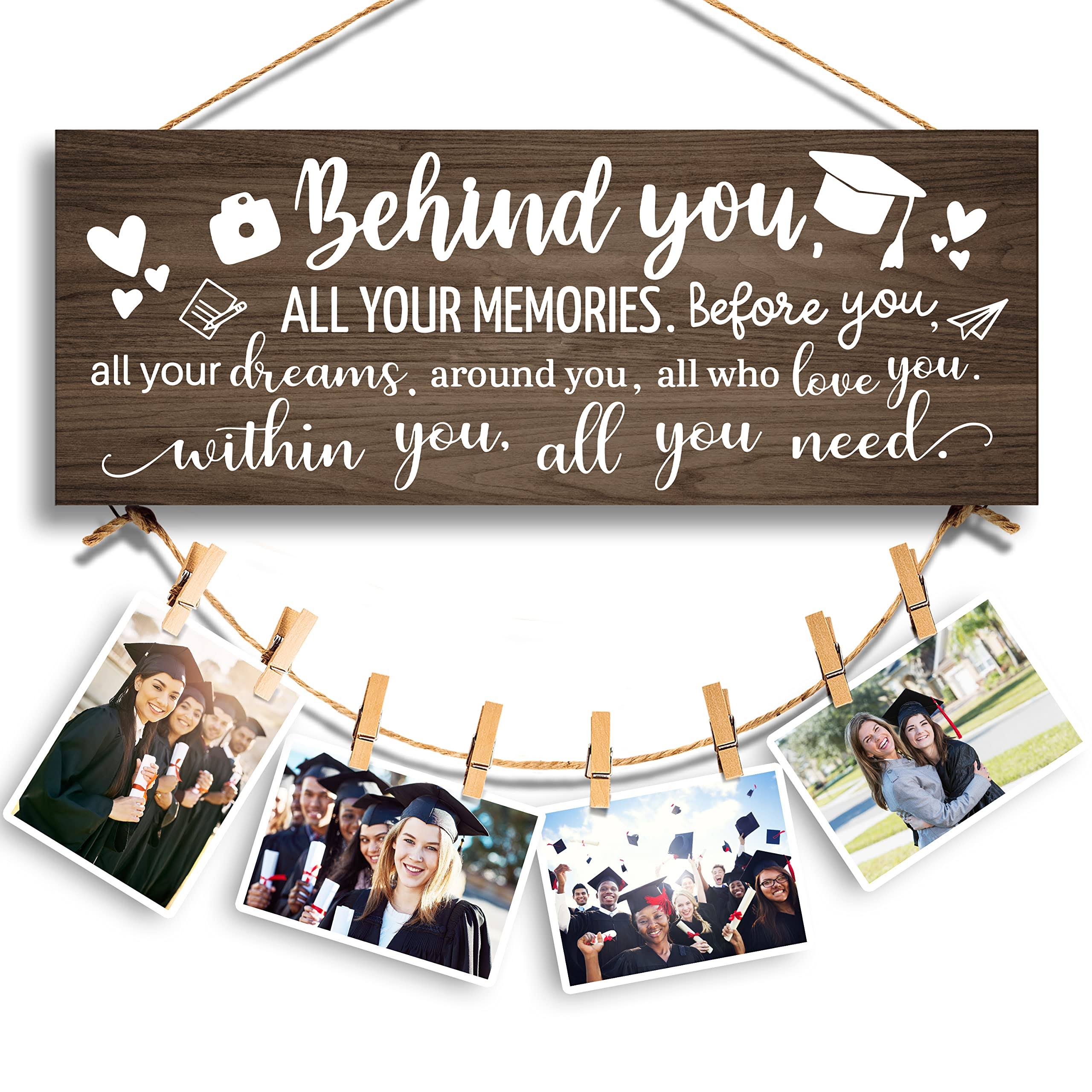 GEMTEND 2024 Graduation Gifts for Her Him, Behind You, All Your Memories-Congratulations Inspirational High School College Graduation Picture Frame