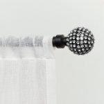 Exclusive Home Curtains Anastasia Curtain Rod and Finial Set, Adjustable 36 inch-72 inch, Black, Size: 36-72