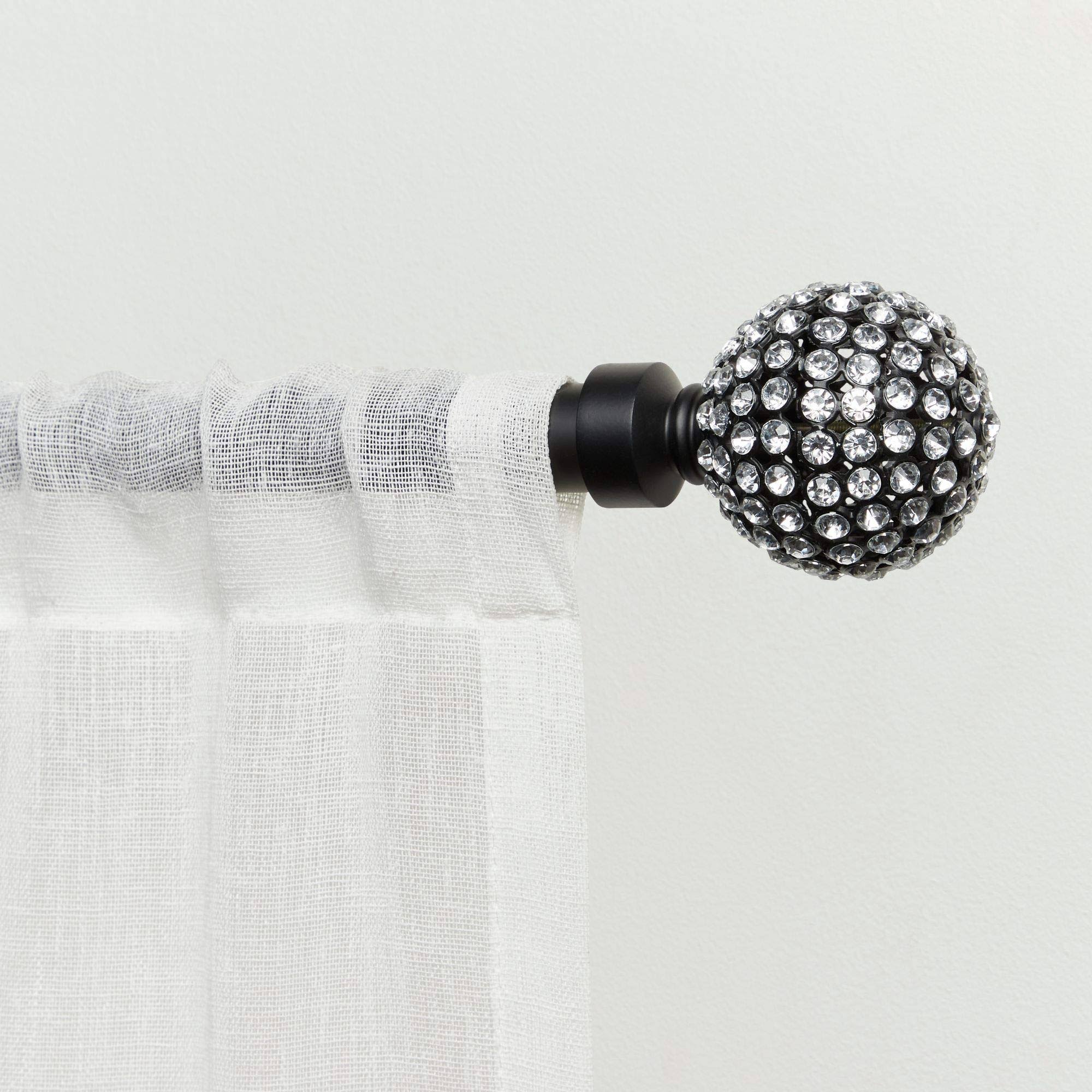 306aaa85c0cf58b8b4b08f7048537620dbfbd22d03cc15ea5c9a99eed4de5976.jpg Exclusive Home Curtains Anastasia Curtain Rod and Finial Set, Adjustable 36 inch-72 inch, Black, Size: 36-72 - Image 1