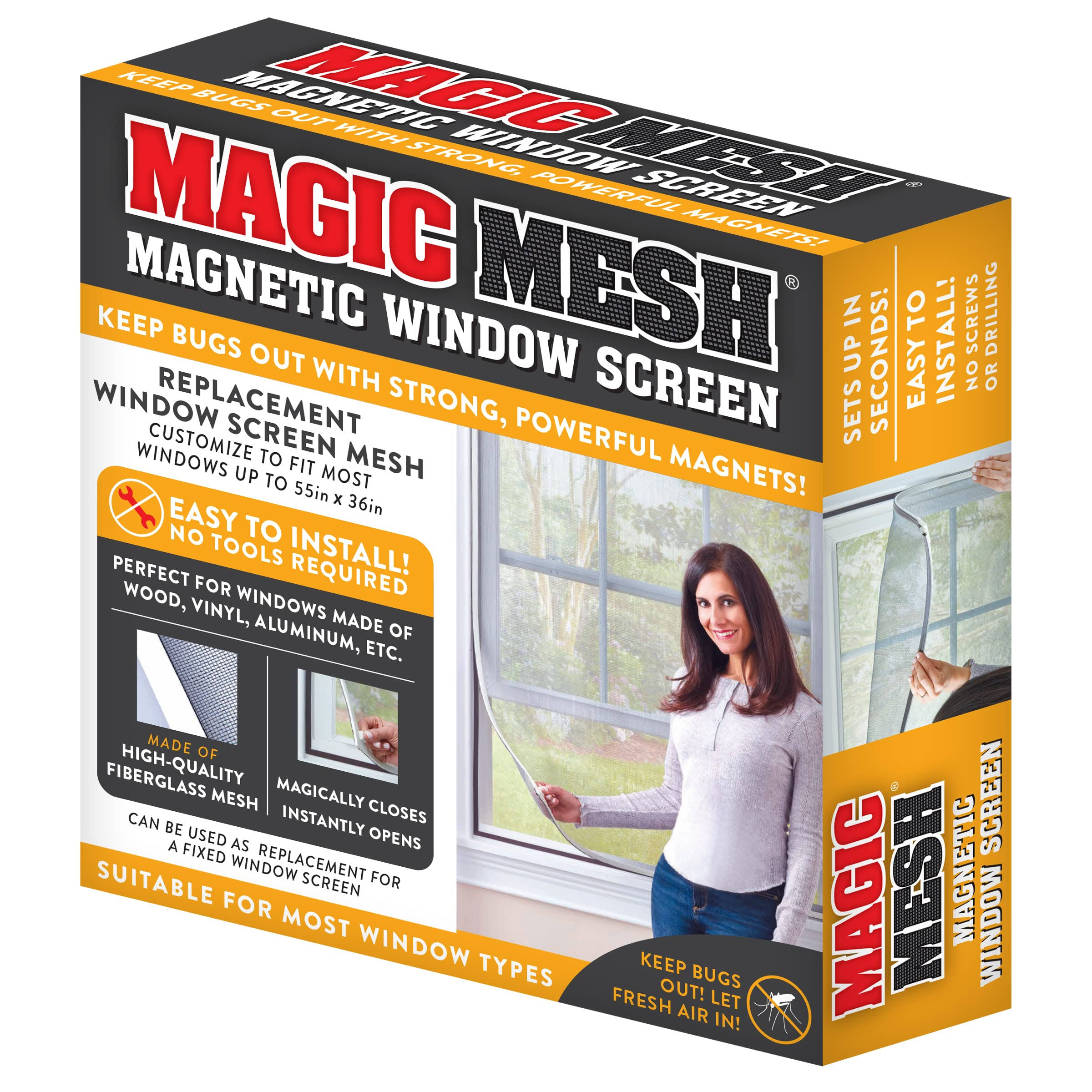 306ab3b197981c3709753ab9fba2ed561a54104ffe57c9f25bad06cf576537a6.jpg Magic Mesh MM601106 Magnetic Replacement Window Screen Fiberglass - Image 1