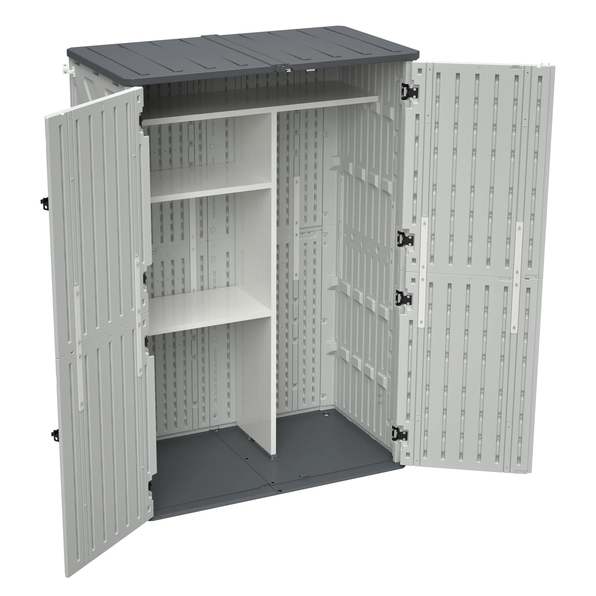306c22cfce9bce9b743379900f59e891490ab327c61341e33b7194289fcdb9c2.webp AECOJOY 61.6 Cu.ft Outdoor Resin Storage Shed with Easy Lift Hinges & Adjustable Divider - Image 1