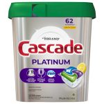 Cascade Platinum Dishwasher Detergent, Lemon Scent, Actionpacs - 62 actionpacs, 979 g