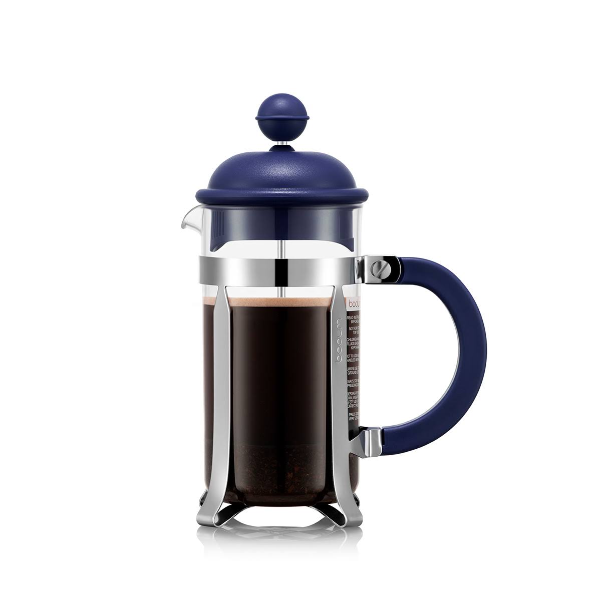 309c044d0b936b7055be47661dcf45b5463c2e0c1cfdcef16cc8cfe8e114eec5.jpg Bodum Caffettiera Coffee Maker, 3 Cup, 0.35 L, 12 oz Midnight Blue - Image 1