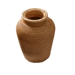 Korean Style Rattan Woven Decorative Vase Basket – Tabletop Floral Organizer (18L)