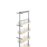 Rev-A-Shelf 8 in Chrome Solid Bottom Pantry Pullout Soft Close 5350-08-Maple