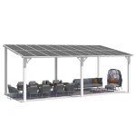 AECOJOY 20'x10' Wall Mounted Gazebos Pergola, White