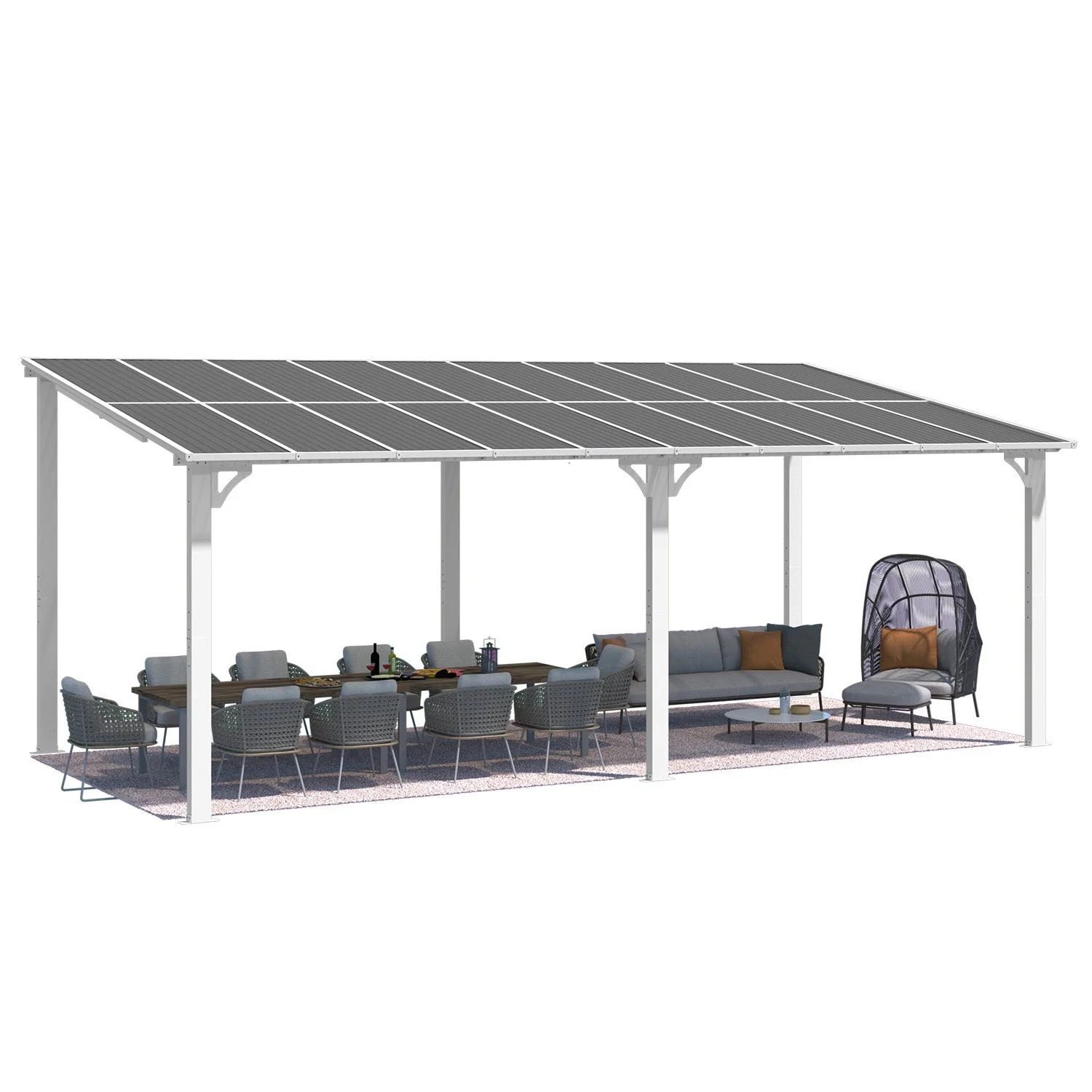 30afacb307d3b5d4c9693bb9432196b64295c72a1b50b3fc1f7ea9f65627a09b.webp AECOJOY 20'x10' Wall Mounted Gazebos Pergola, White - Image 1