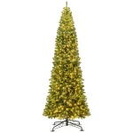 12 FT Pre-Lit Artificial Christmas Tree with Quick Power Connector, 1030 Warm White LED Lights, 2536 Tips & Hinged for Indoor Outdoor Decoration