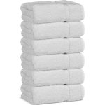 Chakir Turkish Linens Hotel & Spa Quality, Highly Absorbent 100% Cotton Hand Towels (6 Pack, White)