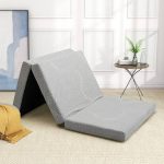 4 inch Tri Fold Mattress, TwinXL Memory Foam Mattress with Washable Cover Non-Slip Bottom, Trifold Mattress Topper for Floor RV,Camping, Guest,