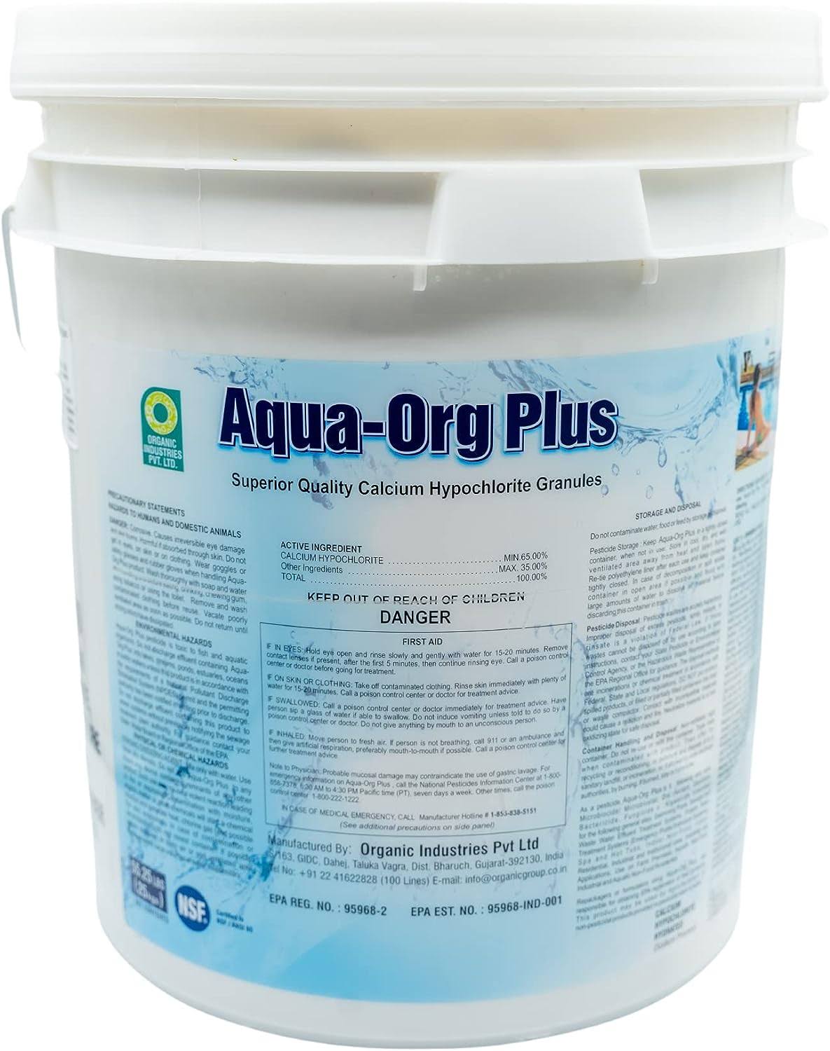 30dc48719dc5060020d15357aaa99e2b65e1ed190c34028b5da5bf6452211dc2.jpg Aqua-Org Plus Calcium Hypochlorite Chlorine Pool Shock 55 lbs - Image 1