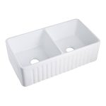 DeerValley DV-1K028 Eclipse 33" L x 18" W Dual Basin White Ceramic Farmhouse Kitchen Sink
