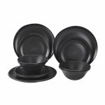 Mainstays 12-Piece Eco-Friendly Dinnerware Set, Black, Size: One Size