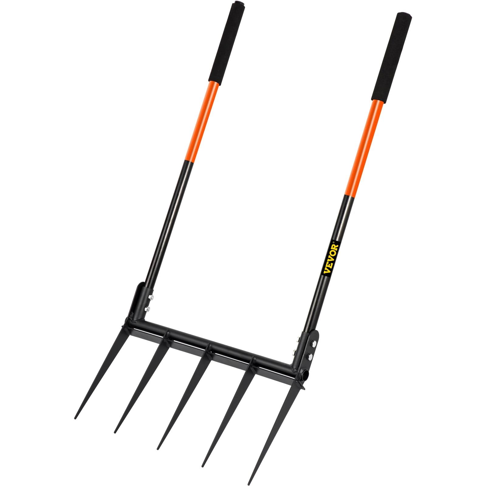 30f91d4b97c3b705cd25544ed023eb1cc5d4a4af9b7b70c7bf87a0f0317cdb1c.jpg VEVOR Broad Fork Cultivating Tool, 20 inch Wide Broad Fork Steel 5 Tines 43.3in Fiberglass Handle, Size: 20 x 43.3/110 x 50 cm, Black - Image 1