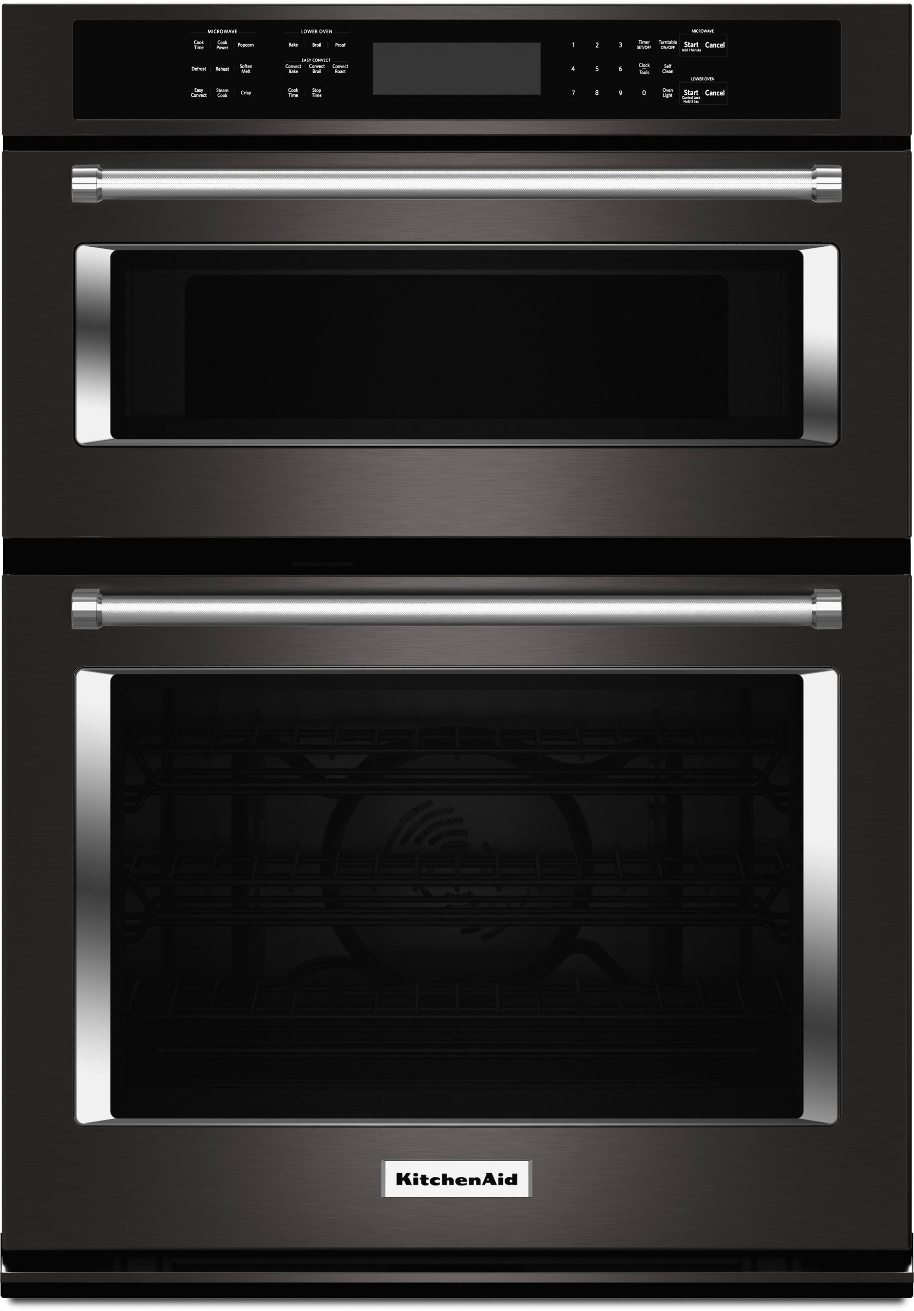 312d478e73d478eed5f075cd72da5f98ac4572fbdffc60d393c58fca40f1218f.jpg KitchenAid 30" Black Stainless Combination Convection Wall Oven - Image 1