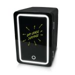 Mini Fridge Beverage Refrigerator Lighted Glass Door 6L Capacity Black