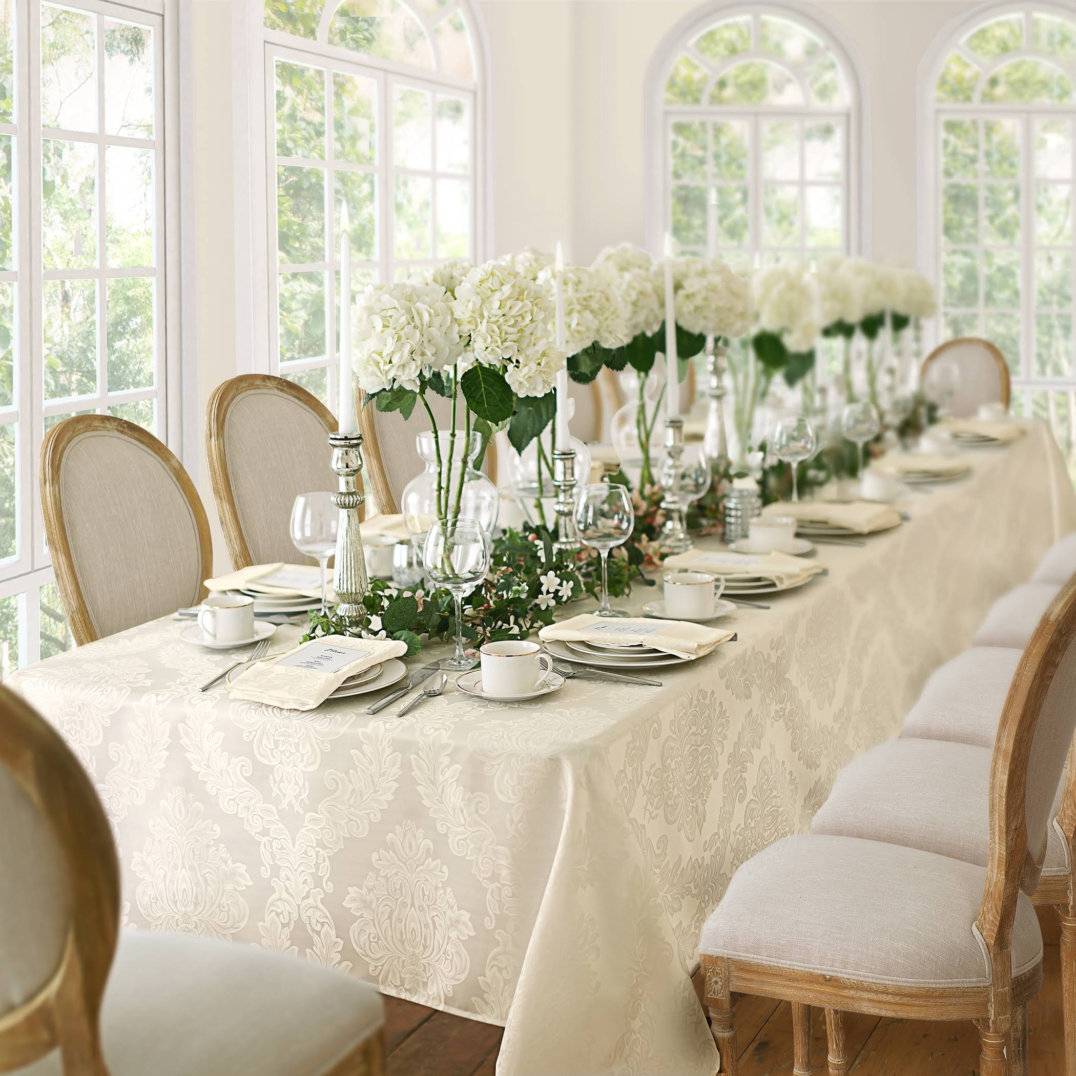 3195c7d5fbe717ec3b17c16a1dd069b2af46967bbef59da88906cc49c615834f.jpg Elrene Barcelona Damask 60" x 102" Oblong Tablecloth - Antique - Image 1