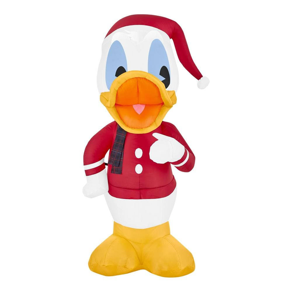 31a31a7b1e0b34f439043d9d6aa47a7aebc972e987aca0e16556df0faa55b19e.jpg Disney 3.5 ft. LED Donald Duck with Santa Suit Inflatable - Image 1
