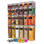 Seseno 24 Pack Airtight Food Storage Container Set - BPA Free Clear Plastic Kitchen and Pantry Organization Canisters with Durable Lids for Cereal Dry