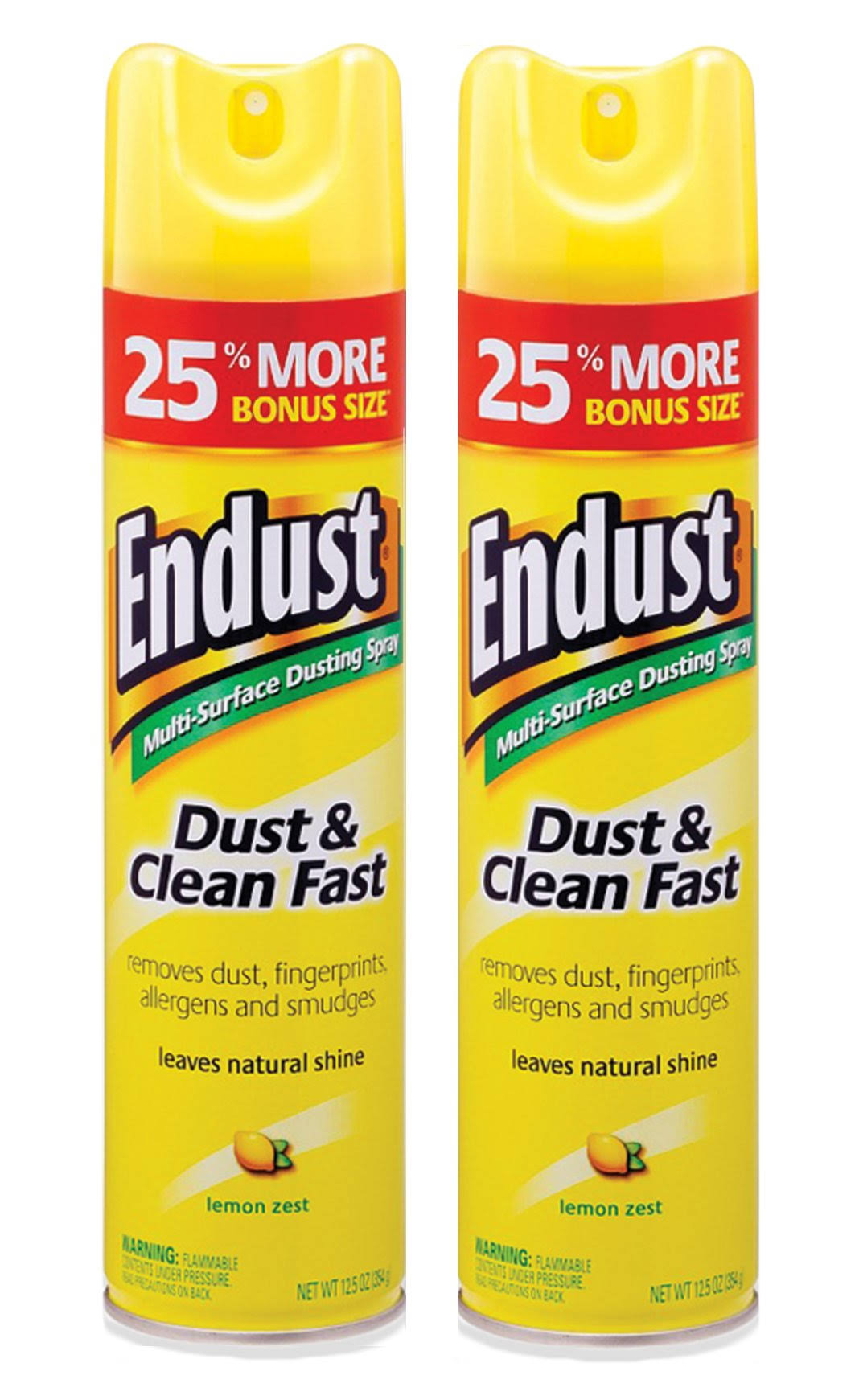 31c63fe8f4479ebf5f1b9d119c13dd7d8562321fd631f3ebf08937a838f57af1.jpg Endust Multi-Surface Dusting and Cleaning Spray, Lemon Zest, 12.5 Ounce (Pack of 2) - Image 1