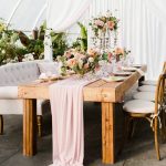 QueenDream Chiffon Table Runners 27x120 Inches Pink Romantic Wedding Table Runner Drapes for Wedding Arch Valentines Decoration