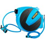 VEVOR Retractable Hose Reel, 1/2 inch x 75 ft, Any Length Lock & Automatic Rewind Water Hose, Wall Mounted Garden Hose Reel w/ 180�� Swivel Bracket