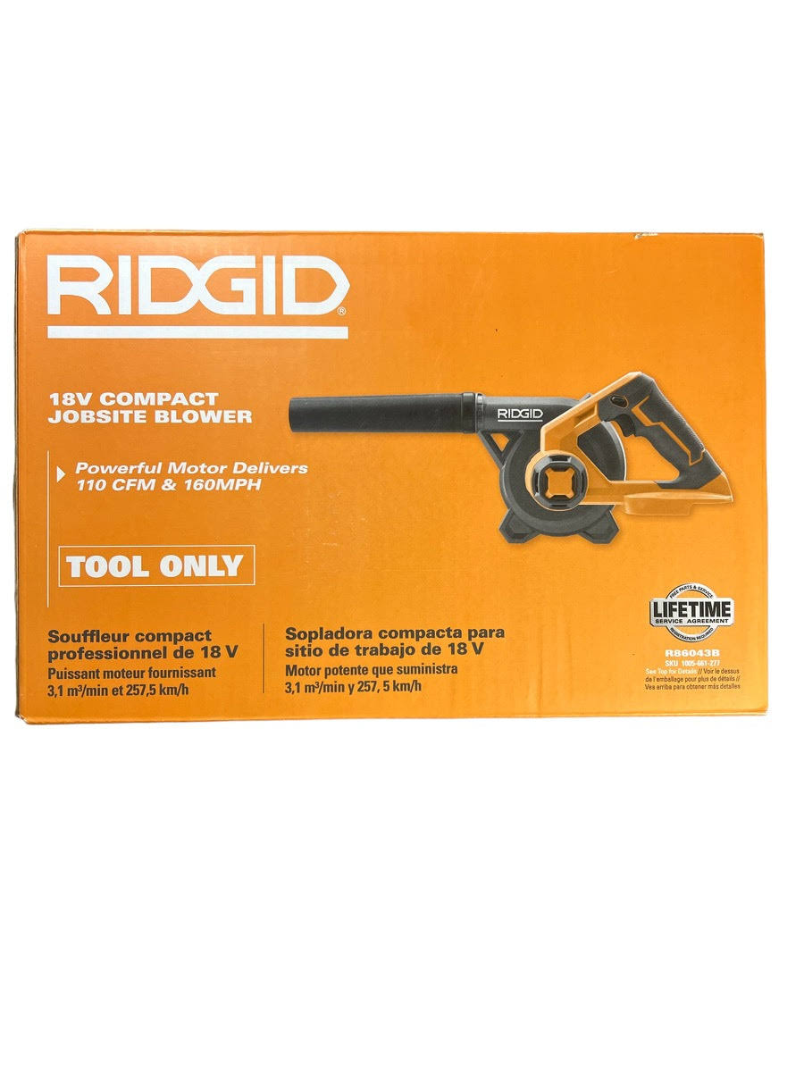 320b9edc29be3e27a82887d440b4d83a0310d432f80d1650639847ad75ffa14b.jpg Ridgid R86043B 18V Lithium-Ion Cordless Compact Jobsite Blower with Inflator/Deflator Nozzle - Image 1