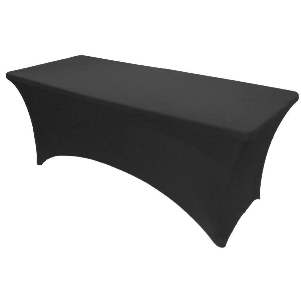 322749149f6ab86c8f1fe0997fc1d3af169d5e65b09f1bb61840c45ca1730ab4.jpg Gowinex Black 8 ft Spandex Fitted Stretch Tablecloth Table Cover, Size: 8ft (30x96 Inches) - Image 1