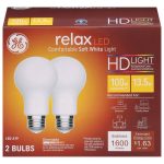 GE 13.5W A19 LED Relax HD Soft White Frosted Light Bulbs - 2 Pk