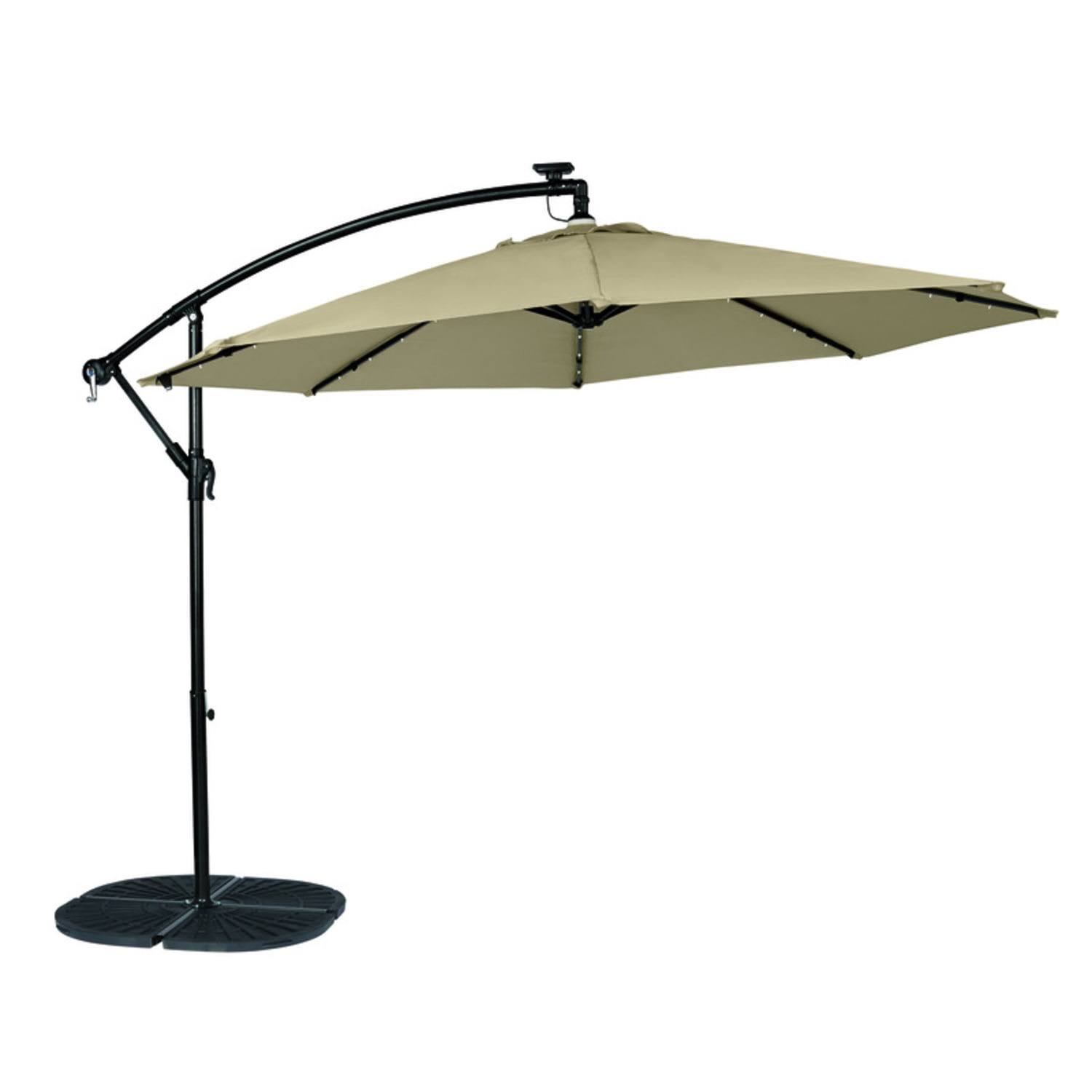 32901d27f5f05d02d5da0addaaac1bcdc2ed7709187e79650c9913ea722f2399.jpg Living Accents 10 ft. Tiltable Tan Offset Umbrella - Image 1