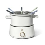 Beautiful 19277 3qt Electric Fondue Set with Bonus 2qt Ceramic Pot White Icing by Drew Barrymore