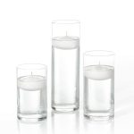 Yummi Set of 18 Floating Candles and Cylinder Vases - White