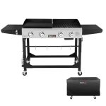 Royal Gourmet GD401C 4-Burner Portable Propane Flat Top Gas Grill and Griddle Combo, Black