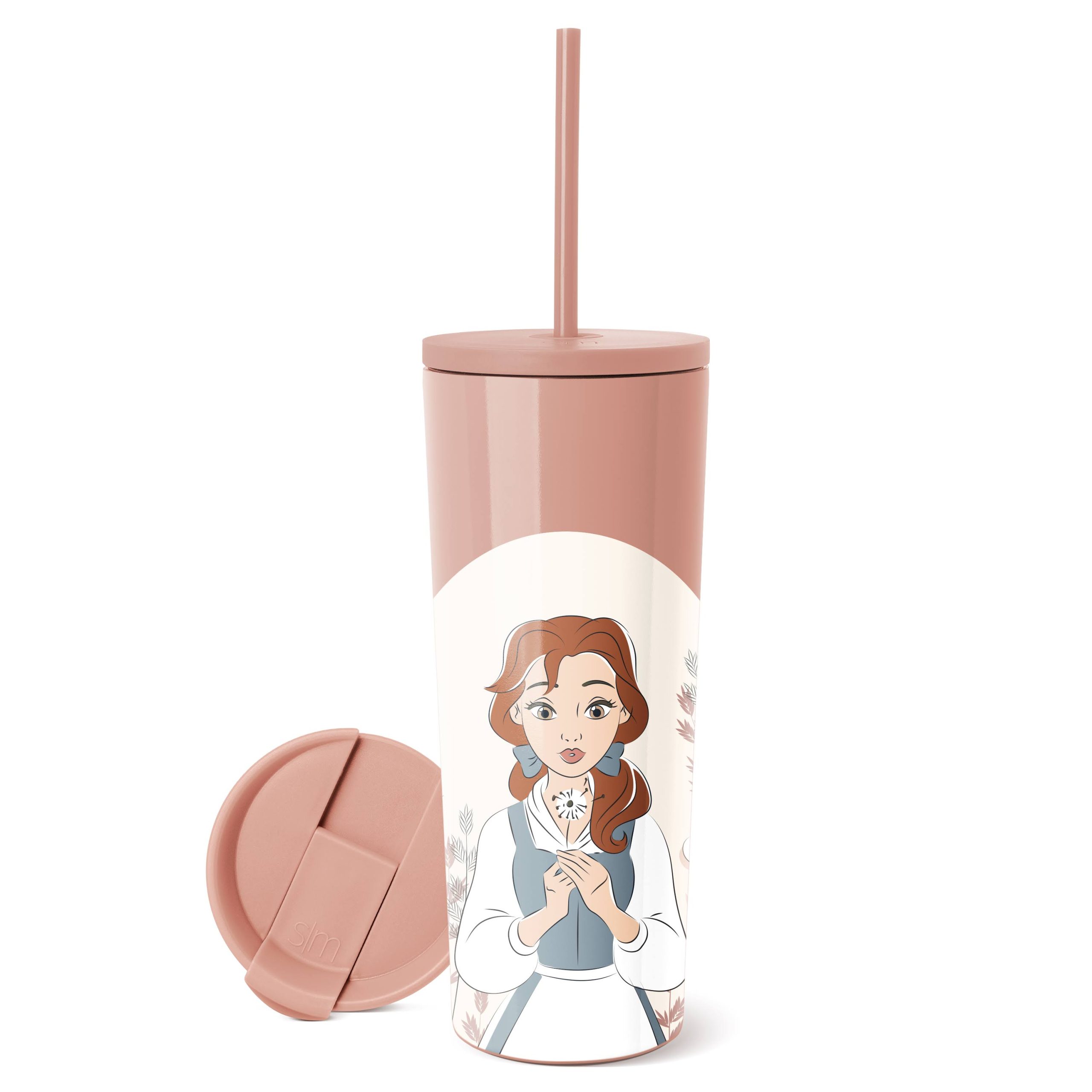 32c852f148f7c5994854d9f676e3e5f196c1f3cba8632ef85d50188766888220.jpg Simple Modern Disney Princess Insulated Tumbler Cup with Flip Lid and Straw Lid | Stainless Steel Water Bottle Travel Mug | 24oz Belle on Mauve - Image 1