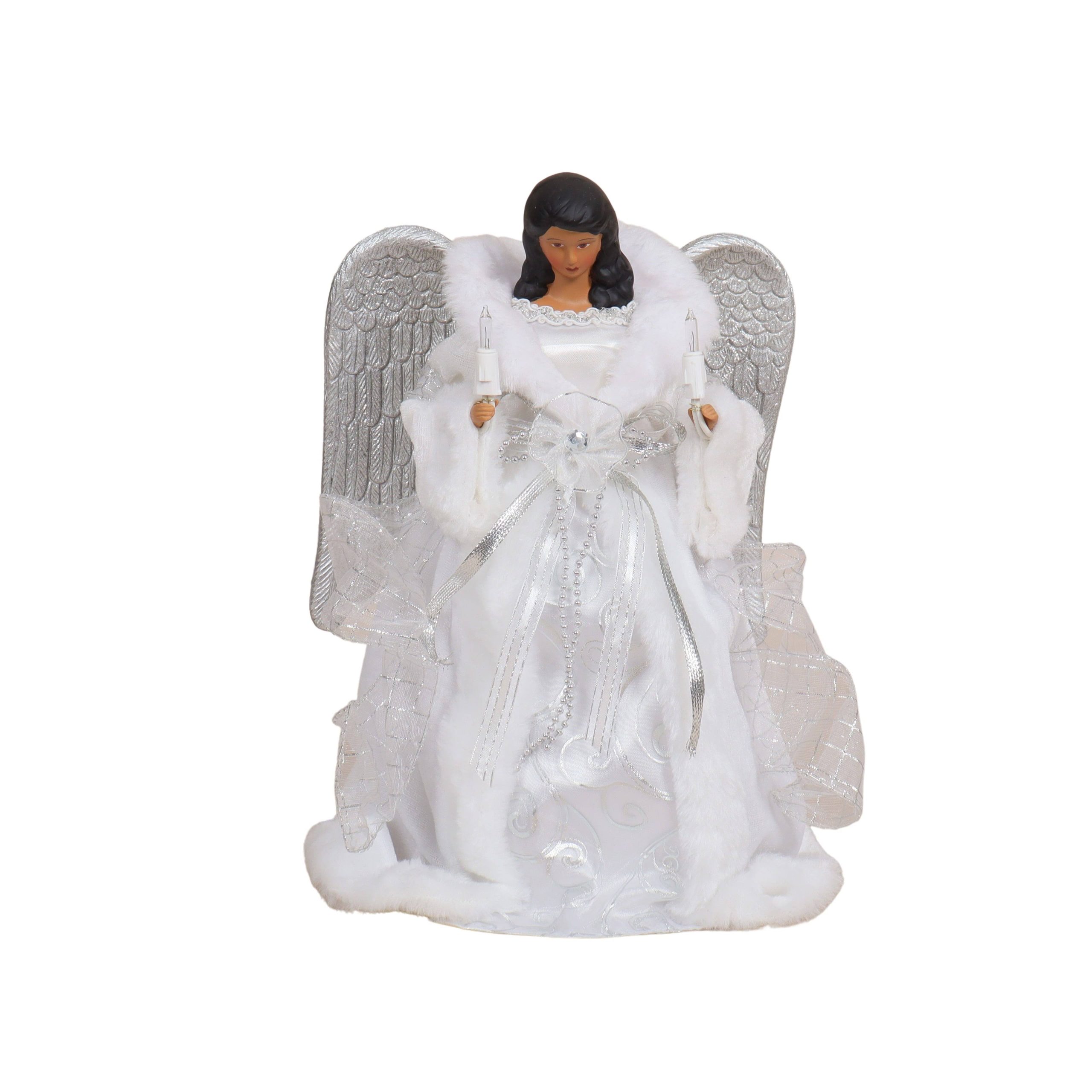 32cf69eef4394df9109328e8ba452f1858097411e082c898ec1d5b24671af34a.jpg 12" Lighted Angel in White Robe Tree Topper by Ashland | Michaels - Image 1