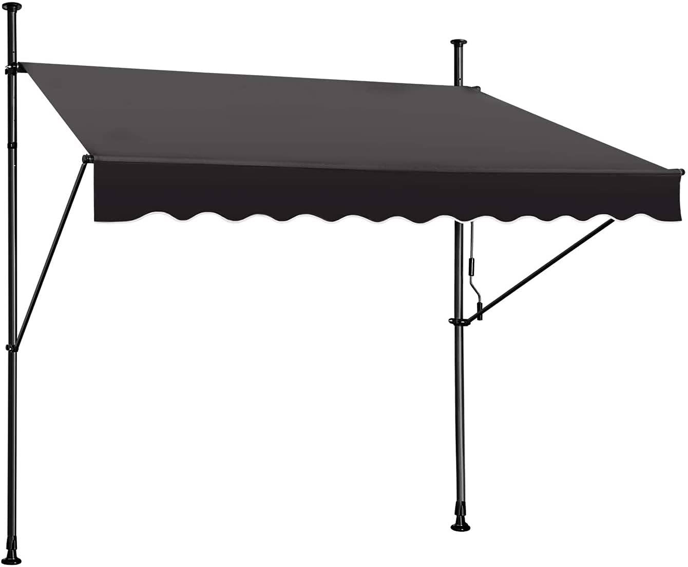 32de406d55a8931f759620c2e5864e724453fc2f99d687059dce6a68275fdfaa.jpg STEELAID Manual Retractable Awning ÿ 118�� Non-Screw Outdoor Sun Shade ÿ Adjustable Pergola Shade Cover with UV Protection ÿ 100% Polyester Made - Image 1