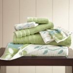 6-Piece Organic Vines Sage Green Yarn Dyed Towel Set