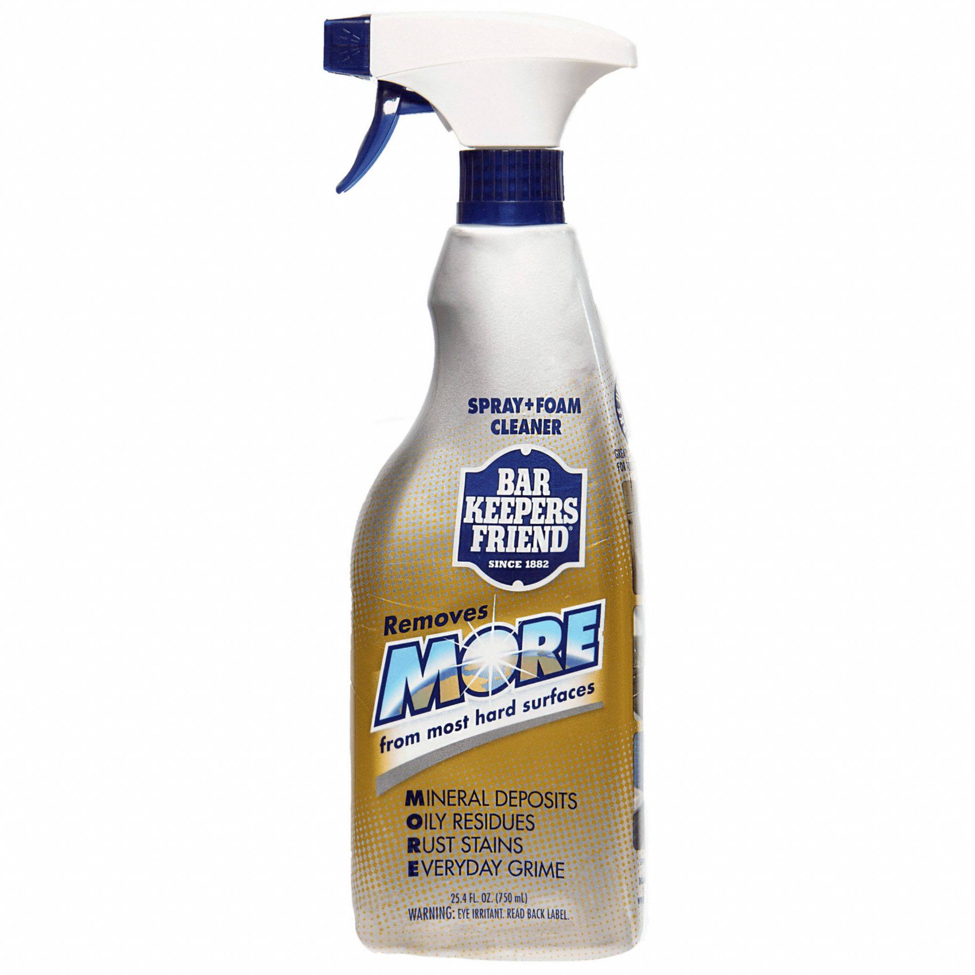 32f9171bd024e0841999917fca170674b53de227a6beb6524237d10b51ab93bb.jpg Bar Keepers Friend More Spray + Foam Cleaner 25.4 oz Spray Bottle Citrus 6/Carton 11727 - Image 1